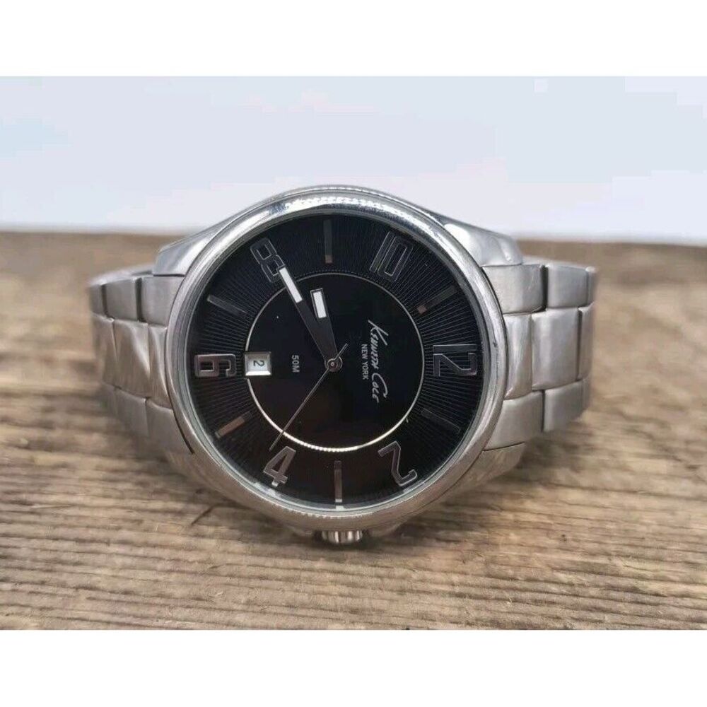 Men's Stainless Steel Kenneth Cole 42mm Watch With Black Dial - New Battery - Picture 5 of 11